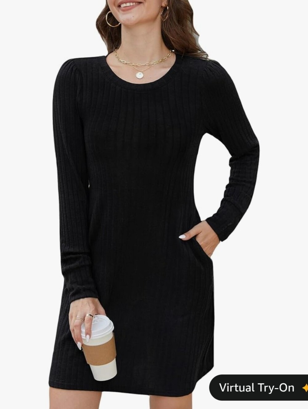 Sweater Dress for Women Crewneck Long Sleeve-Knit Fit Flare A-Line NWT Size Smal